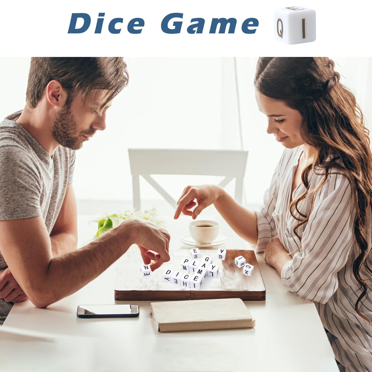 COHHFWPD Crossword Dice Game – 15 Large Letter Dice for Family Fun & Travel