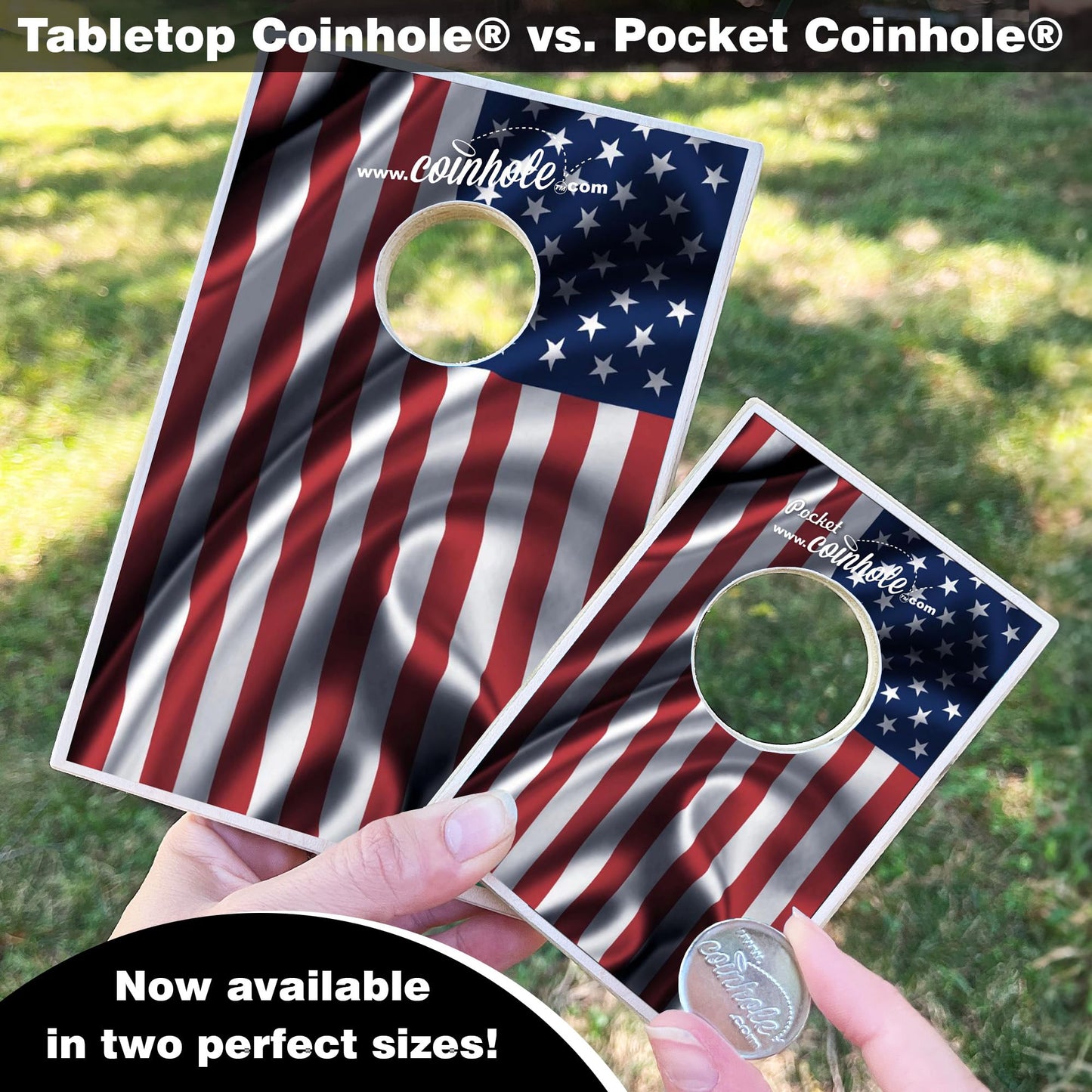 Coinhole Desktop Coin Bouncing Party Game Set | Pocket-Size Tabletop Cornhole (USA-Made)