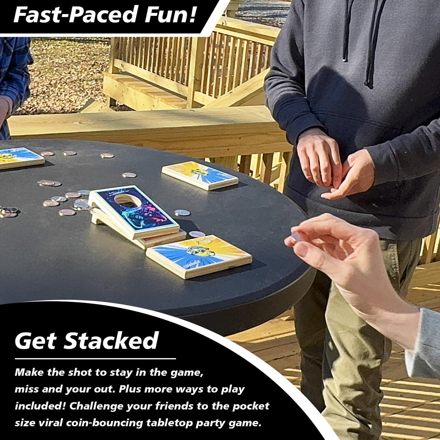 Coinhole Desktop Coin Bouncing Party Game Set | Pocket-Size Tabletop Cornhole (USA-Made)