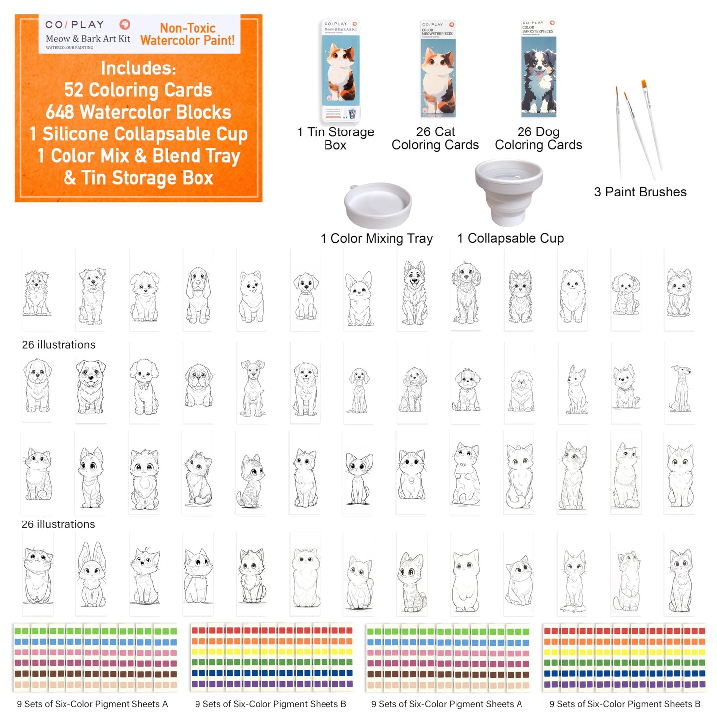 COIPLAY 648 Color Blocks Watercolor Set – All-in-One Art Kit for All Ages