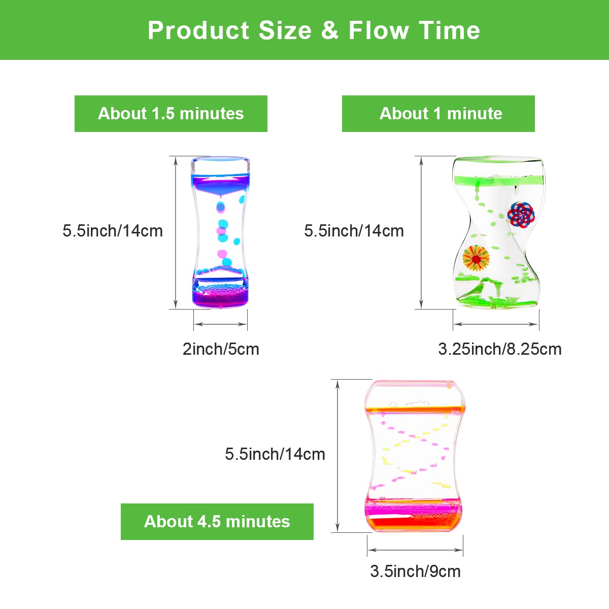 Coitak Liquid Motion Bubbler Timer – 3-Pack Colorful Sensory Desk Toy