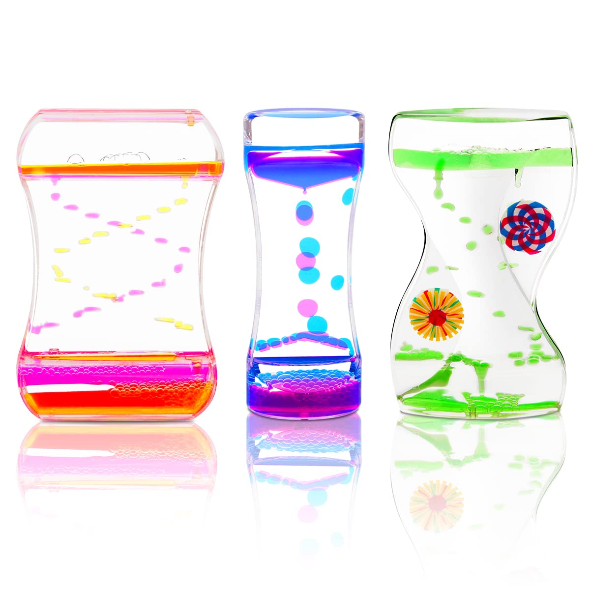 Coitak Liquid Motion Bubbler Timer – 3-Pack Colorful Sensory Desk Toy