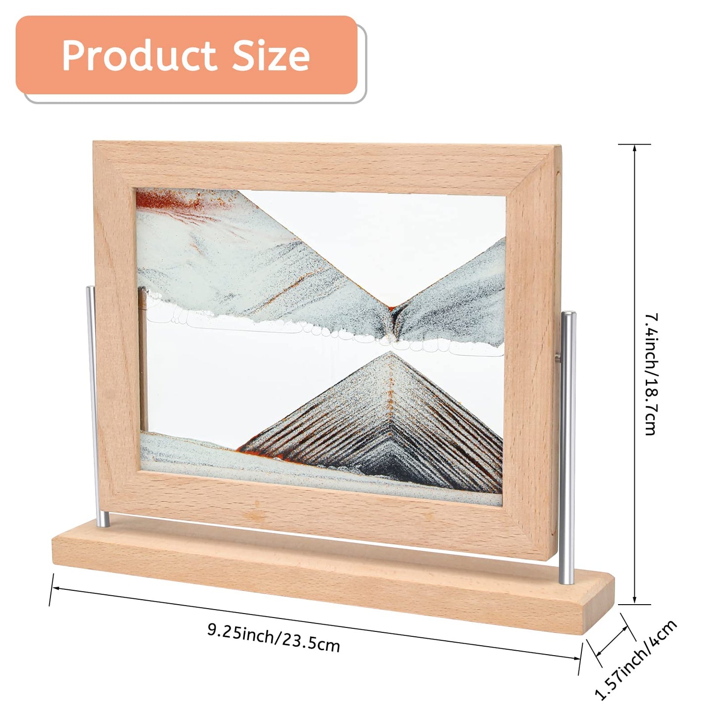 Coitak Moving Sand Art Picture – Dynamic Gold Frame Desk Decor for Home & Office
