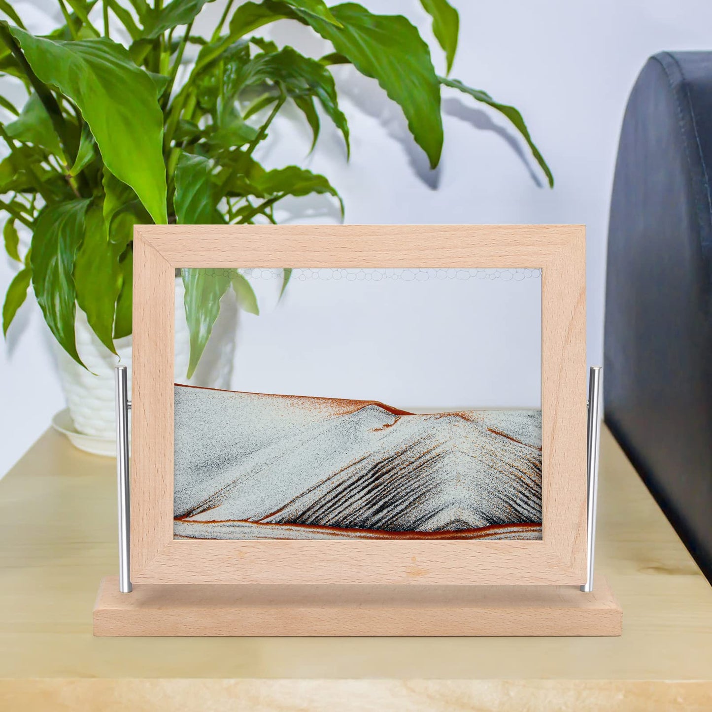 Coitak Moving Sand Art Picture – Dynamic Gold Frame Desk Decor for Home & Office