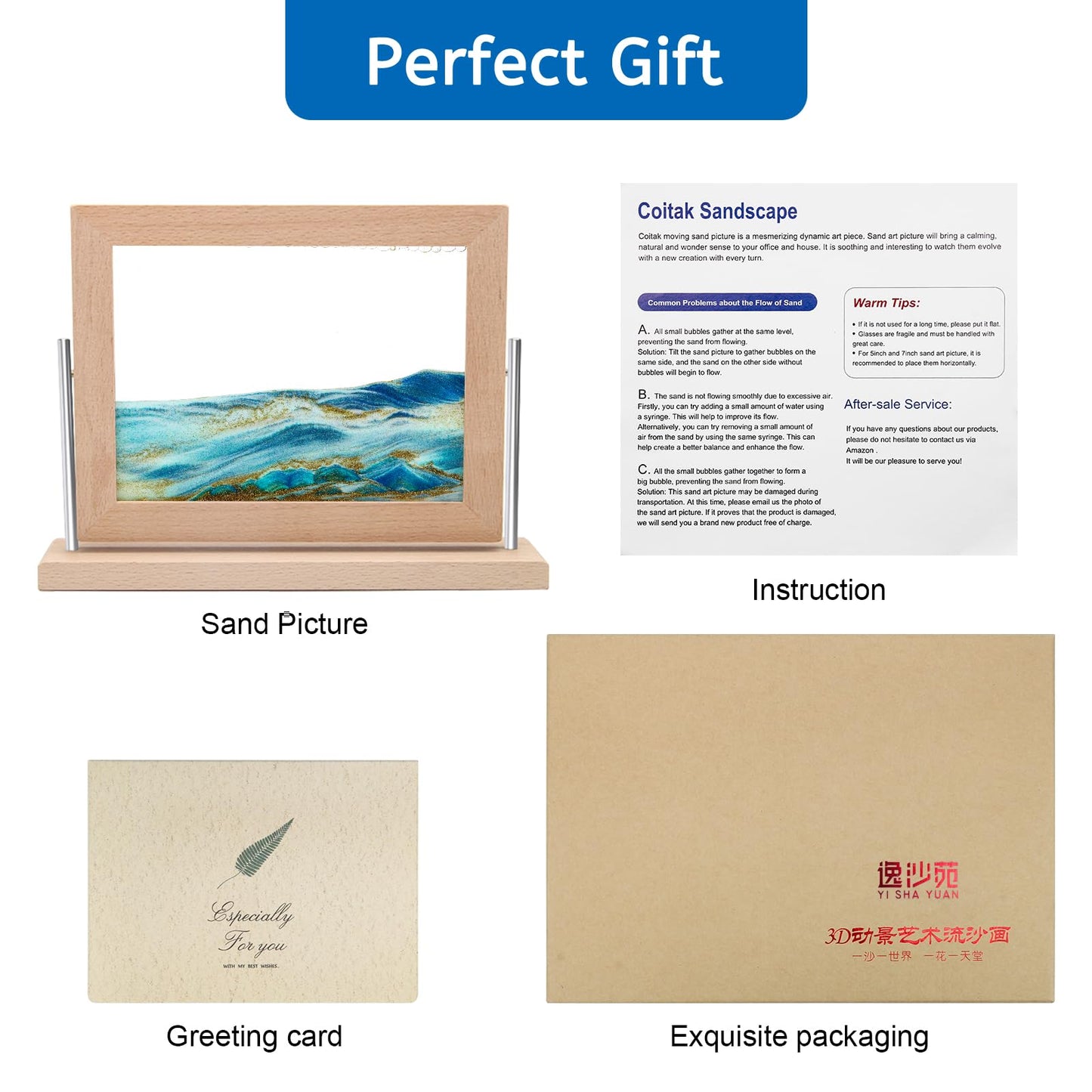 Coitak Moving Sand Art Picture – Dynamic Desktop Sand Art for Home & Office