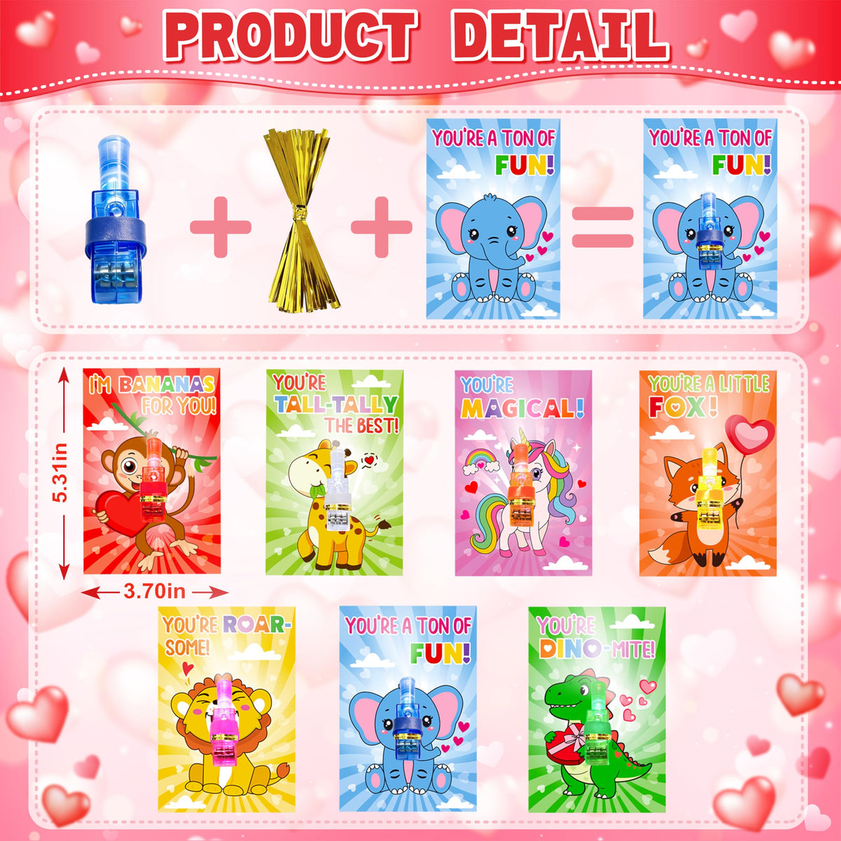 COKOKA 28-Pack Valentines Day Gifts for Kids: Finger Lights & Cards for Classroom, Non-Candy