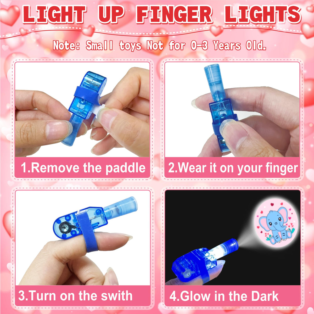 COKOKA 28-Pack Valentines Day Gifts for Kids: Finger Lights & Cards for Classroom, Non-Candy