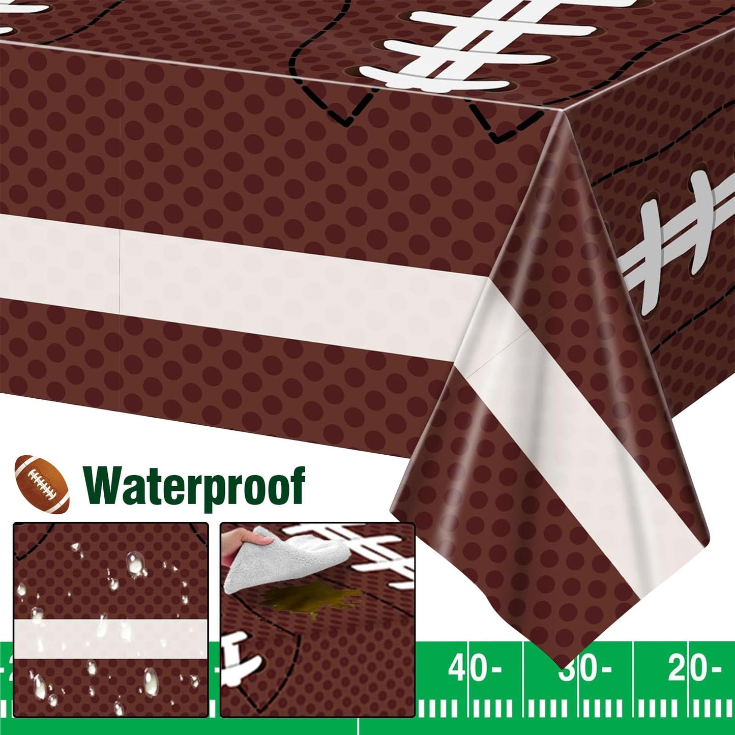 Cokoness Football Tablecloths – 54 x 108 inch (2 Pack) Disposable Tailgate Tablecover
