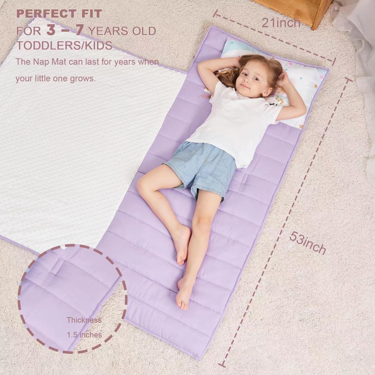 Cokouchyi Extra Large Unicorn Toddler Nap Mat – 53 x 21 in