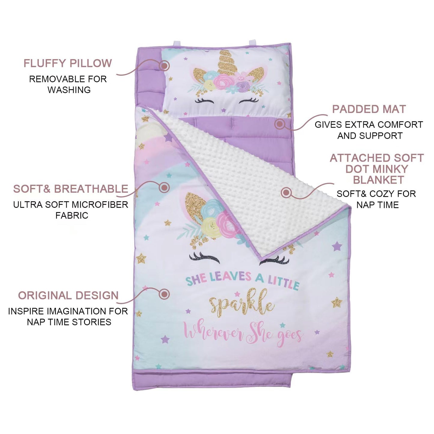 Cokouchyi Extra Large Unicorn Toddler Nap Mat – 53 x 21 in