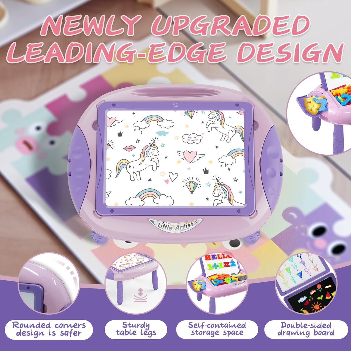 Cokzer Unicorn Pink Toddler Gift – Magnetic Letters & Numbers for 1-2 Year Old Girls