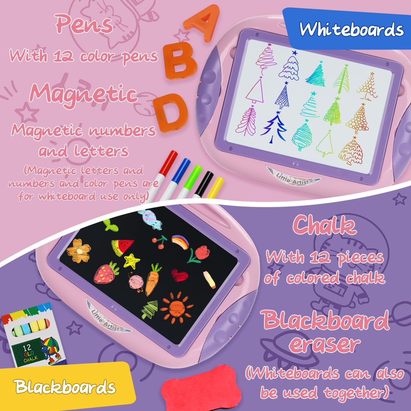 Cokzer Unicorn Pink Toddler Gift – Magnetic Letters & Numbers for 1-2 Year Old Girls