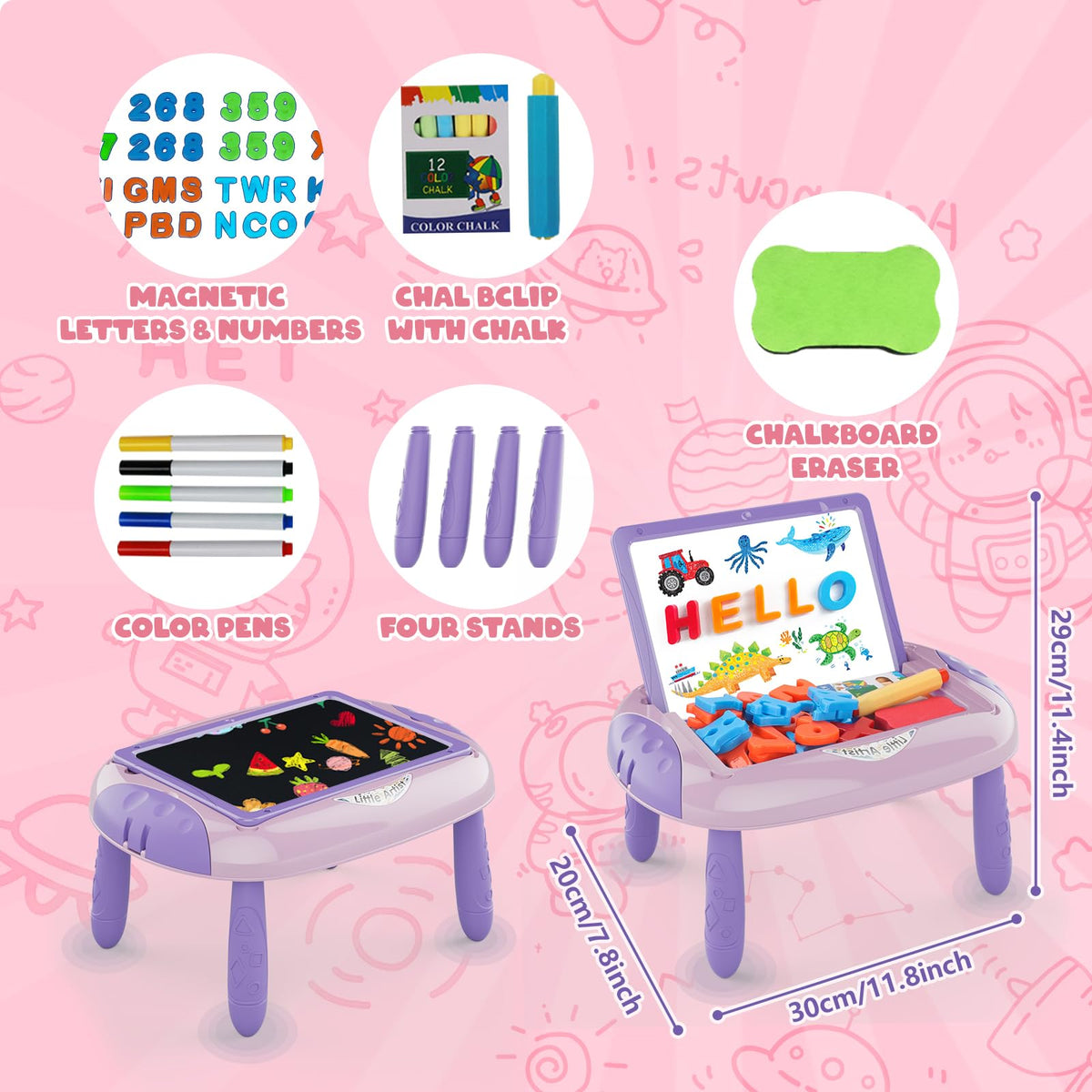 Cokzer Unicorn Pink Toddler Gift – Magnetic Letters & Numbers for 1-2 Year Old Girls