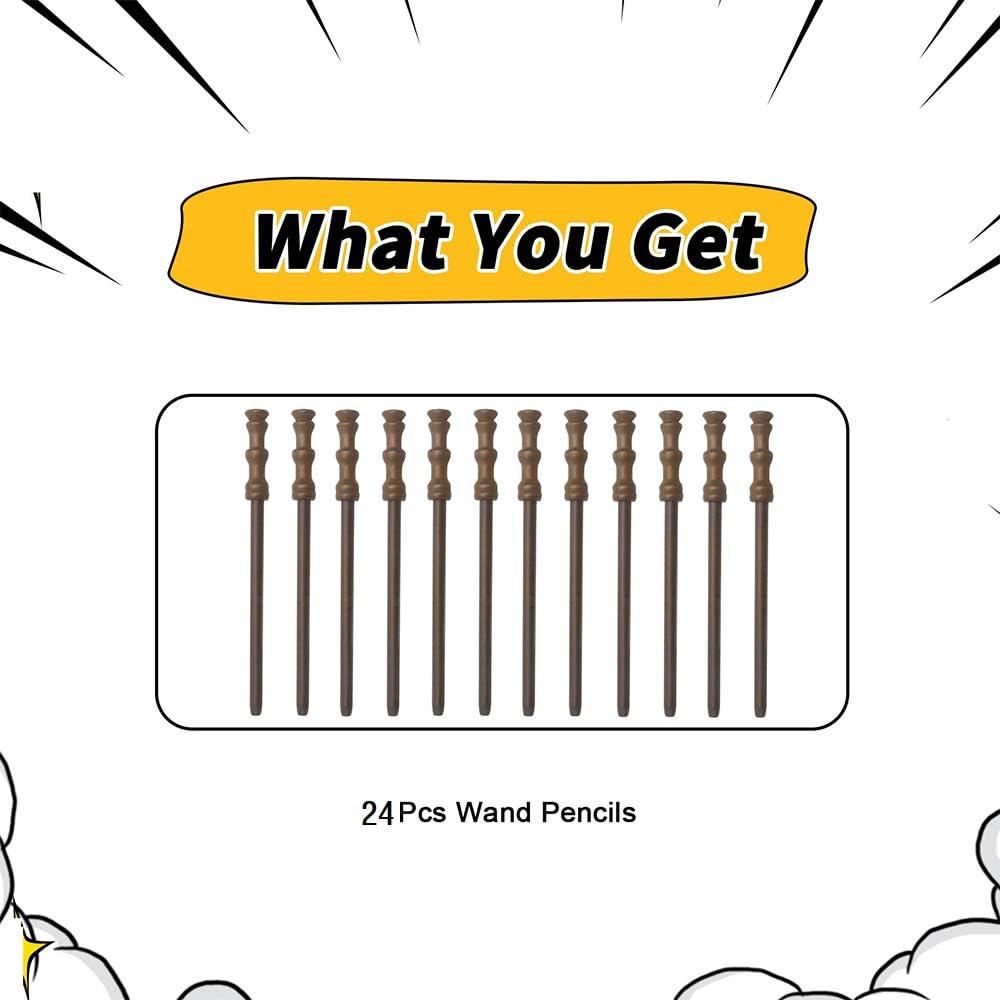 Col-Pary Wand Pencils – 24pcs Wizard Party Supplies for Cosplay, Birthday Favors & School Rewards