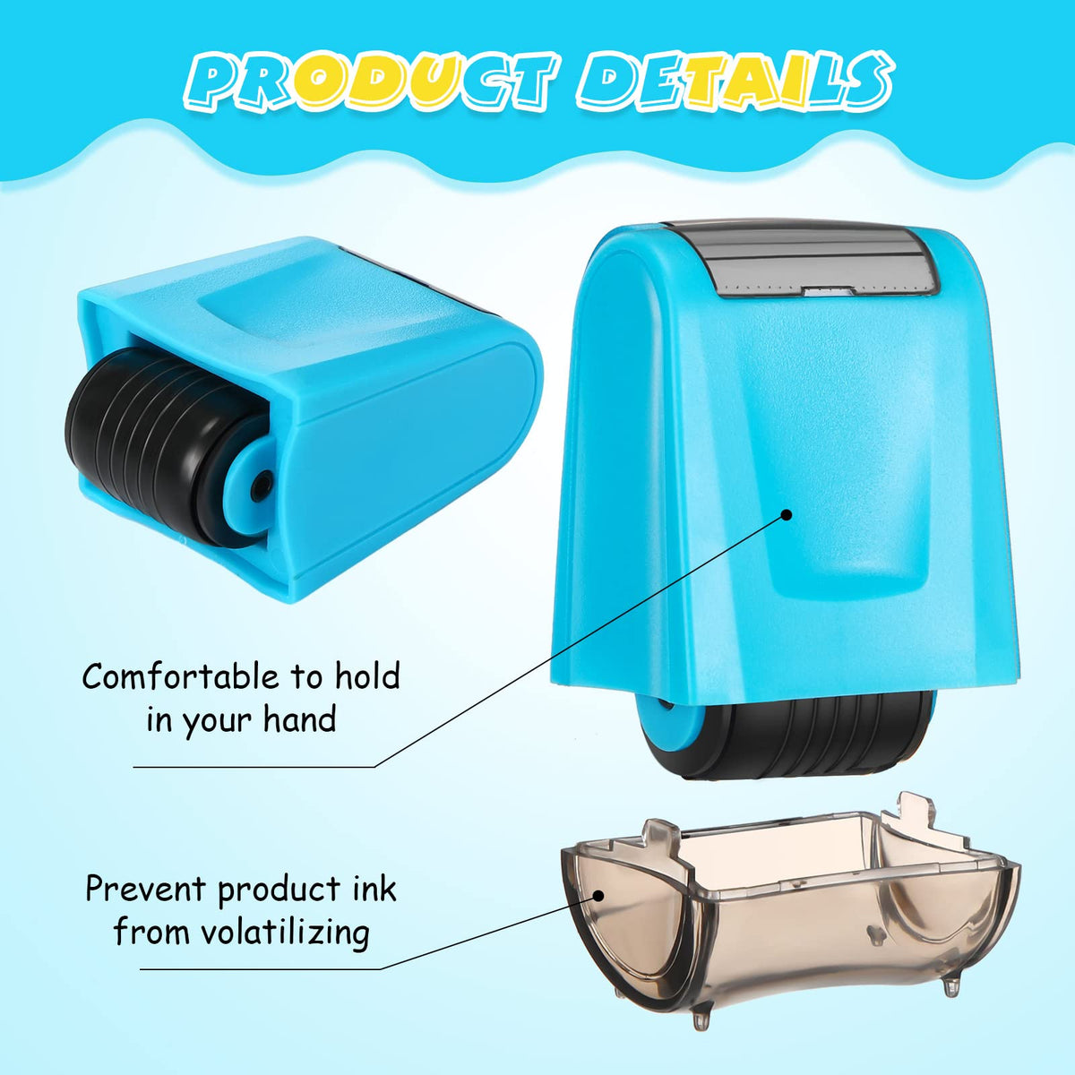 Colarr 2 Pcs 5 Dashed Lines Practice Roller Stamp – Self-Inking Handwriting Lines for Teachers (Blue & Yellow)