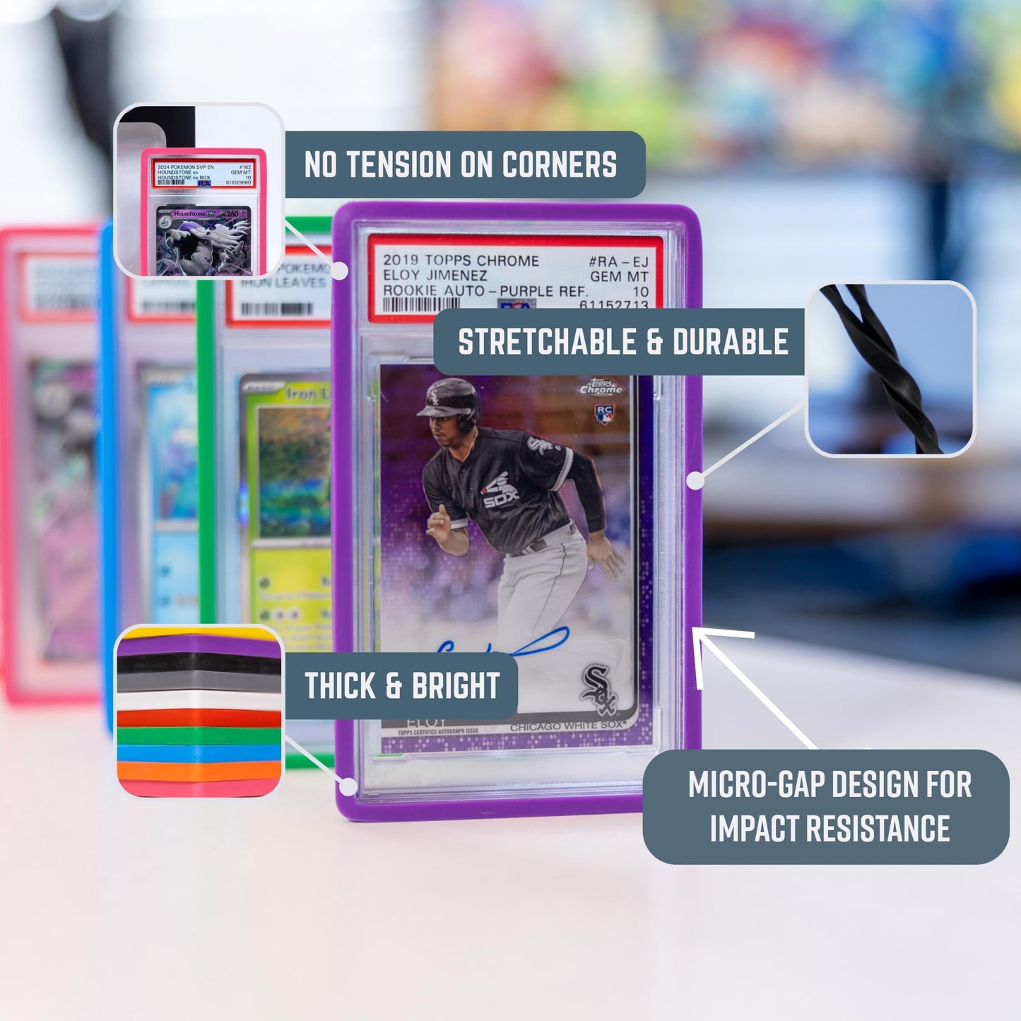 The Collector's Hubs - 10× PSA Slab Guards – Shock-Absorbing PSA Slab Protectors, Multicolor Bumper Set