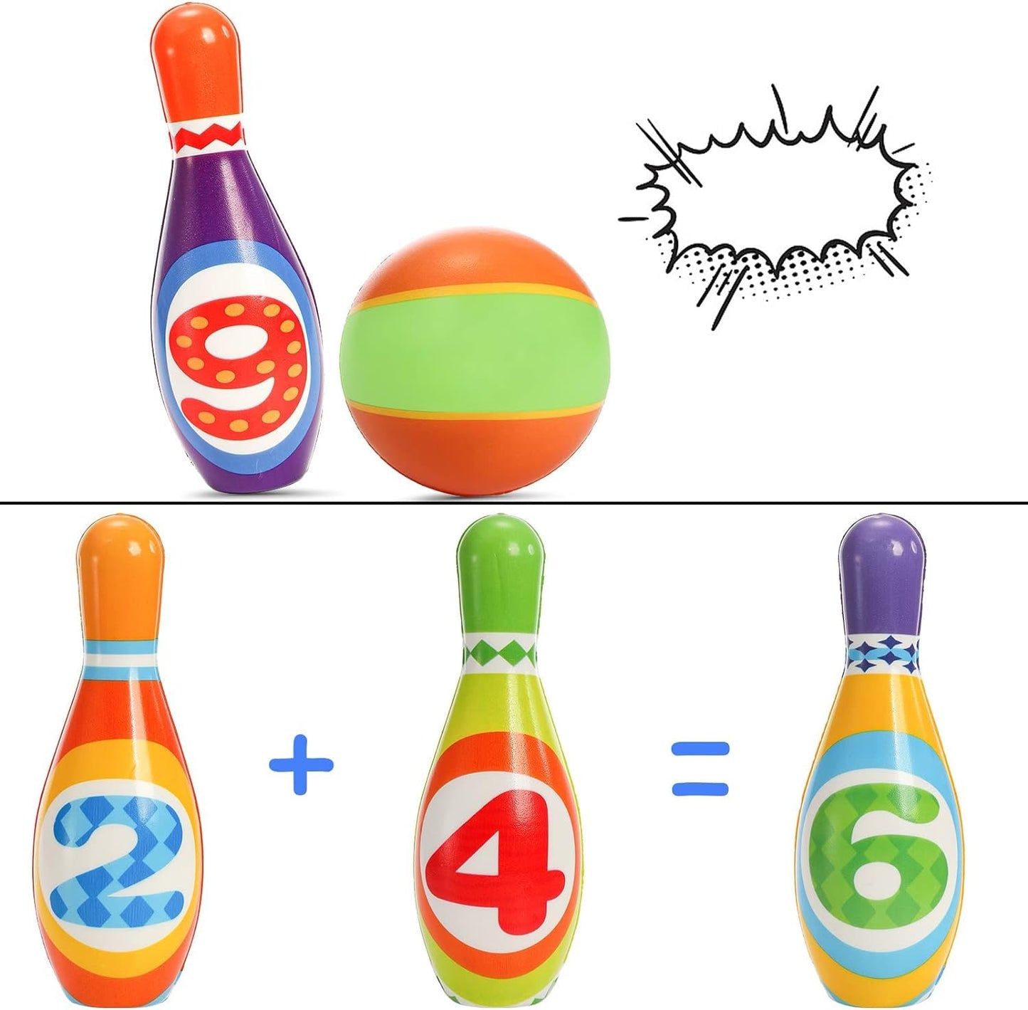 Coloch Kids Bowling Set – Safe Foam Indoor Bowling Game for Ages 3+ (10 Pins, 2 Balls)