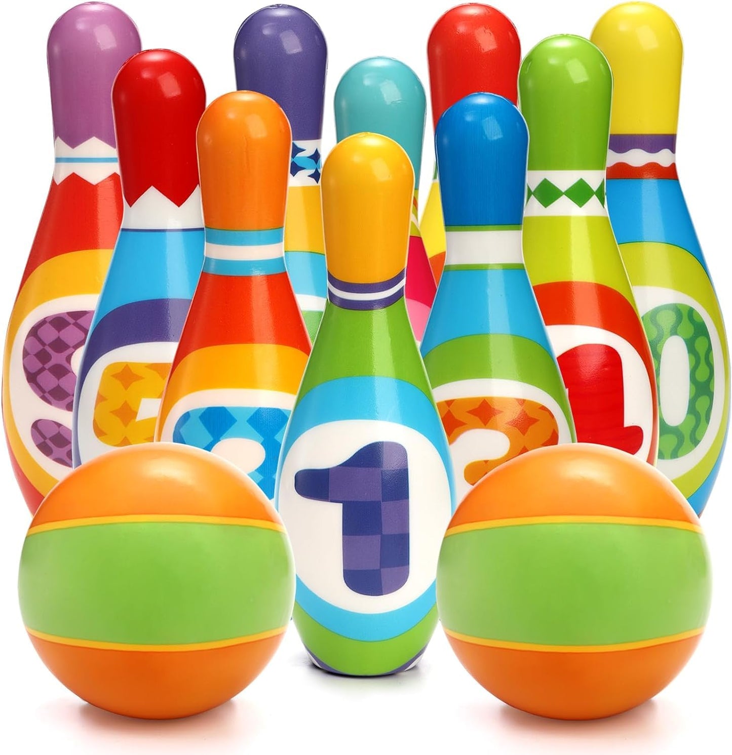 Coloch Kids Bowling Set – Safe Foam Indoor Bowling Game for Ages 3+ (10 Pins, 2 Balls)