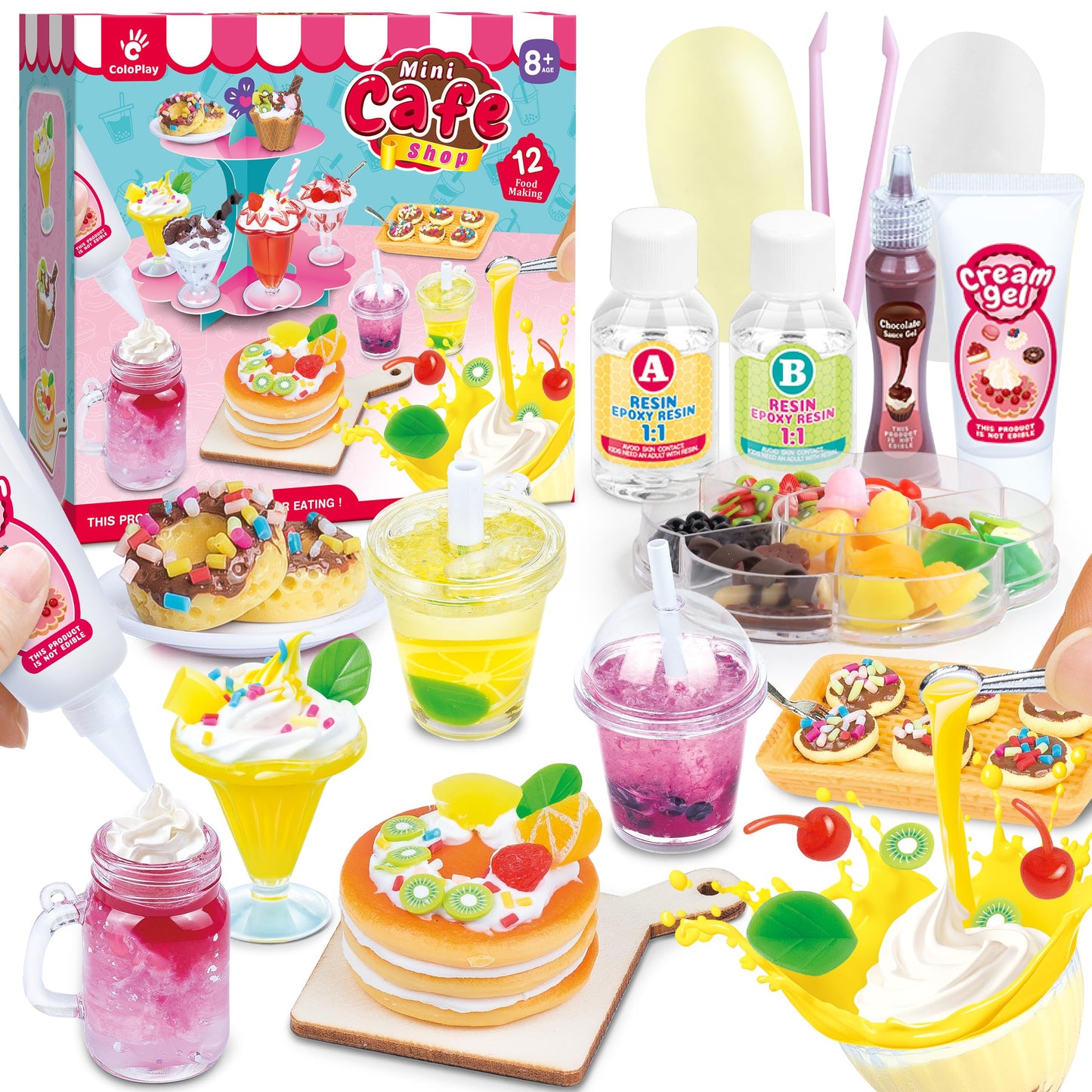 ColoPlay 12 Miniature Food Toys Set – DIY Resin Play for Kids 8-13