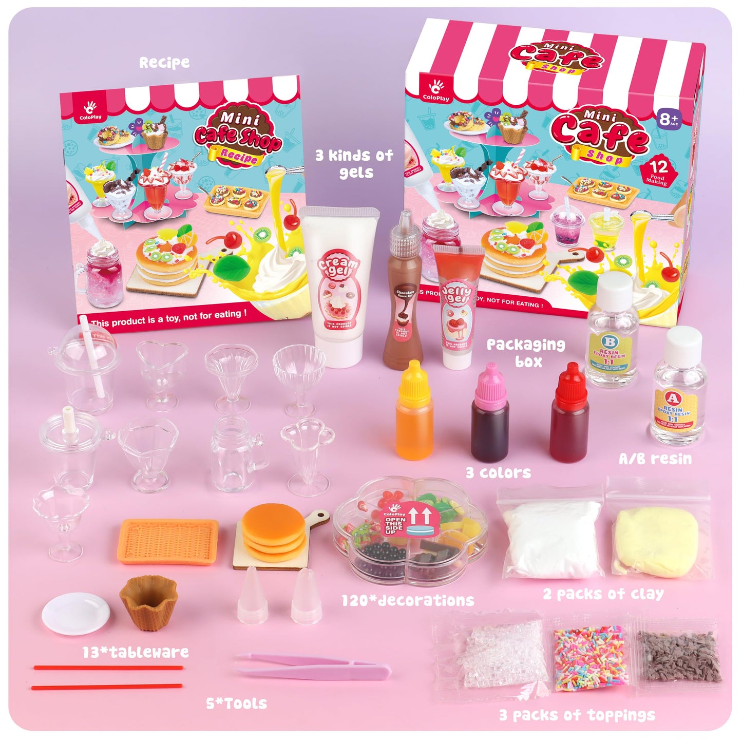 ColoPlay 12 Miniature Food Toys Set – DIY Resin Play for Kids 8-13
