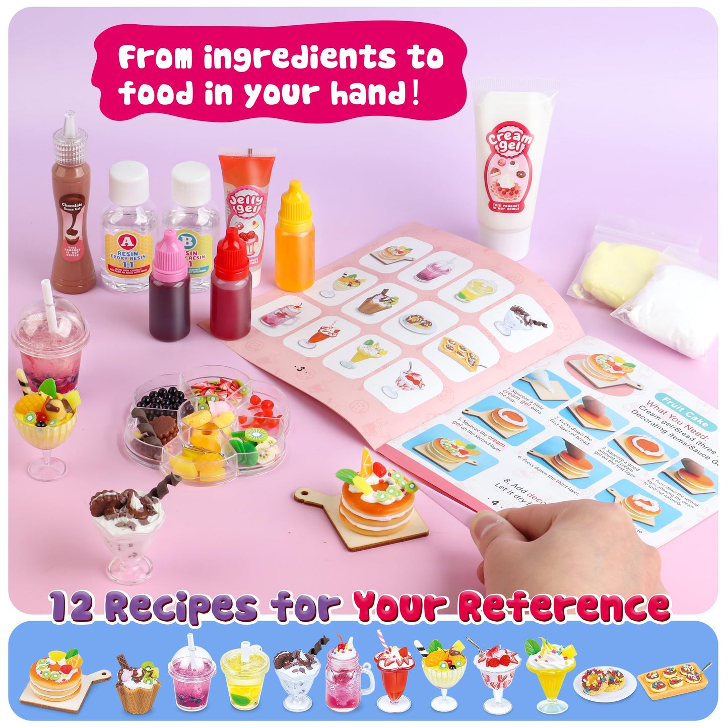 ColoPlay 12 Miniature Food Toys Set – DIY Resin Play for Kids 8-13