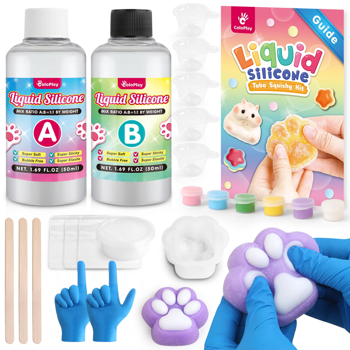 ColoPlay Taba Squishy Kit – 3.4oz Rubber Experience with Guided, Bubble-Free, Faster Cures