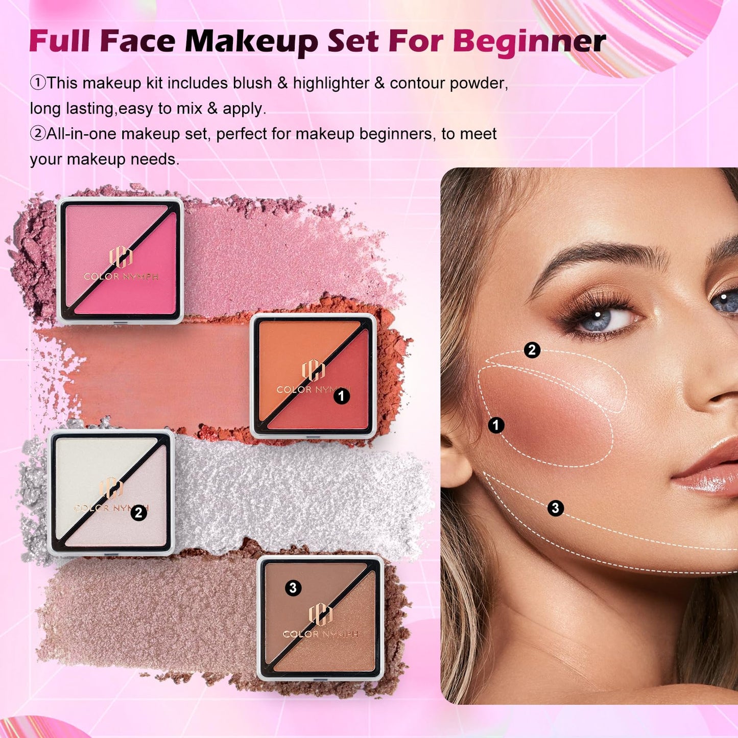 Color Nymph Teen Makeup Kit – All-in-One Beginner Set in Starry Black Train Case