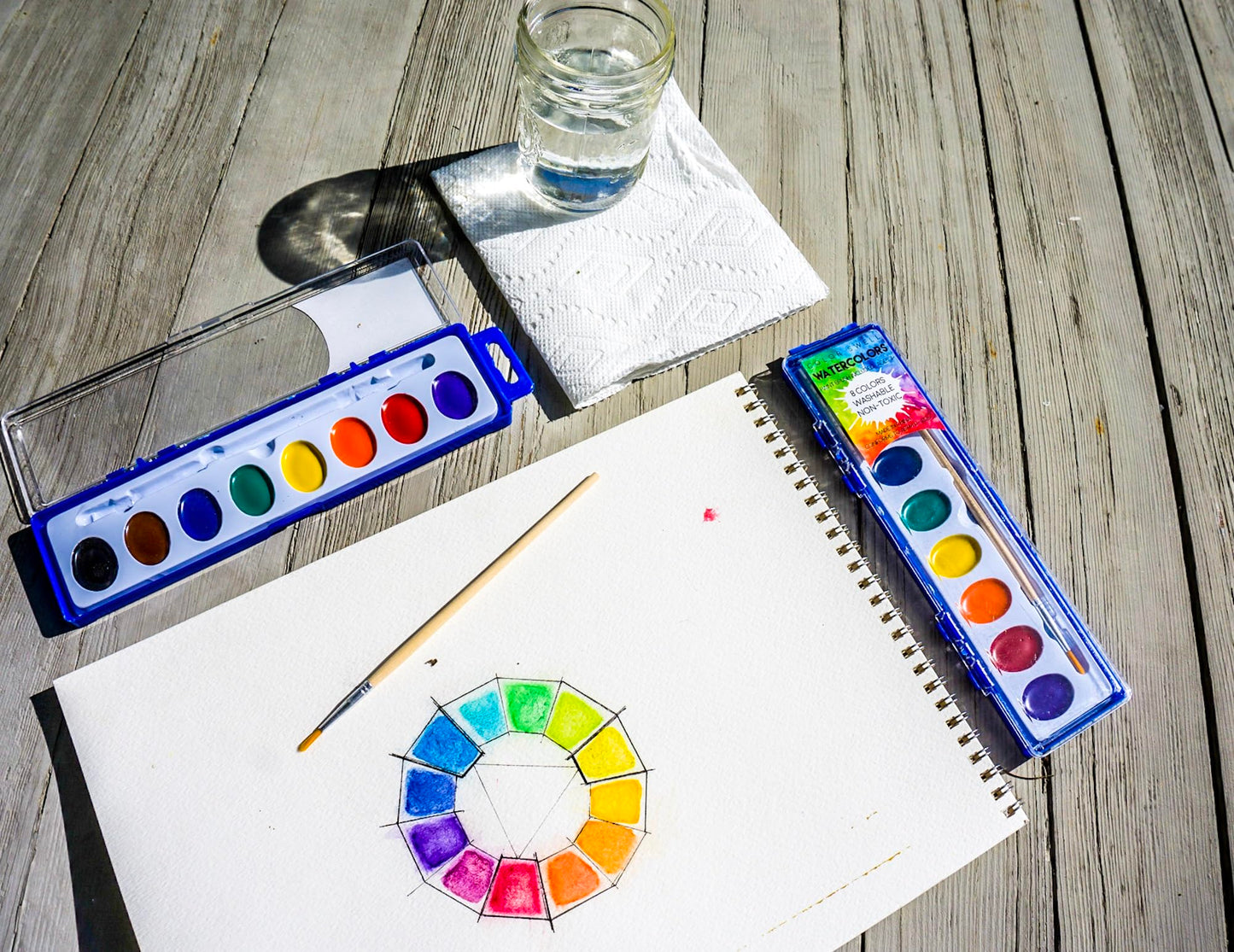 Color Swell 144-Set Bulk Watercolor Paint Pack with Wood Brushes | Kid-Safe Classroom Art Supplies