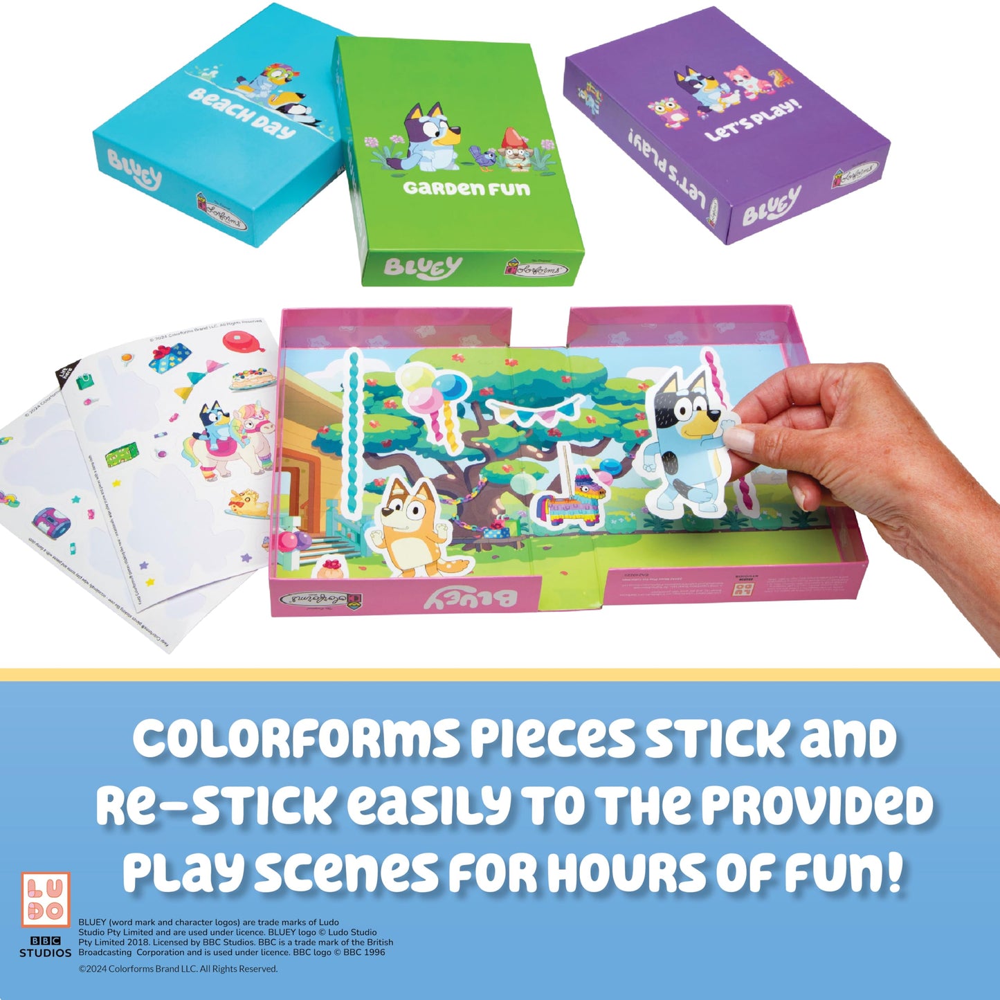 Colorforms Bluey Stickers Play Set Collection 4 – Repositionable Scenes for Kids 3+