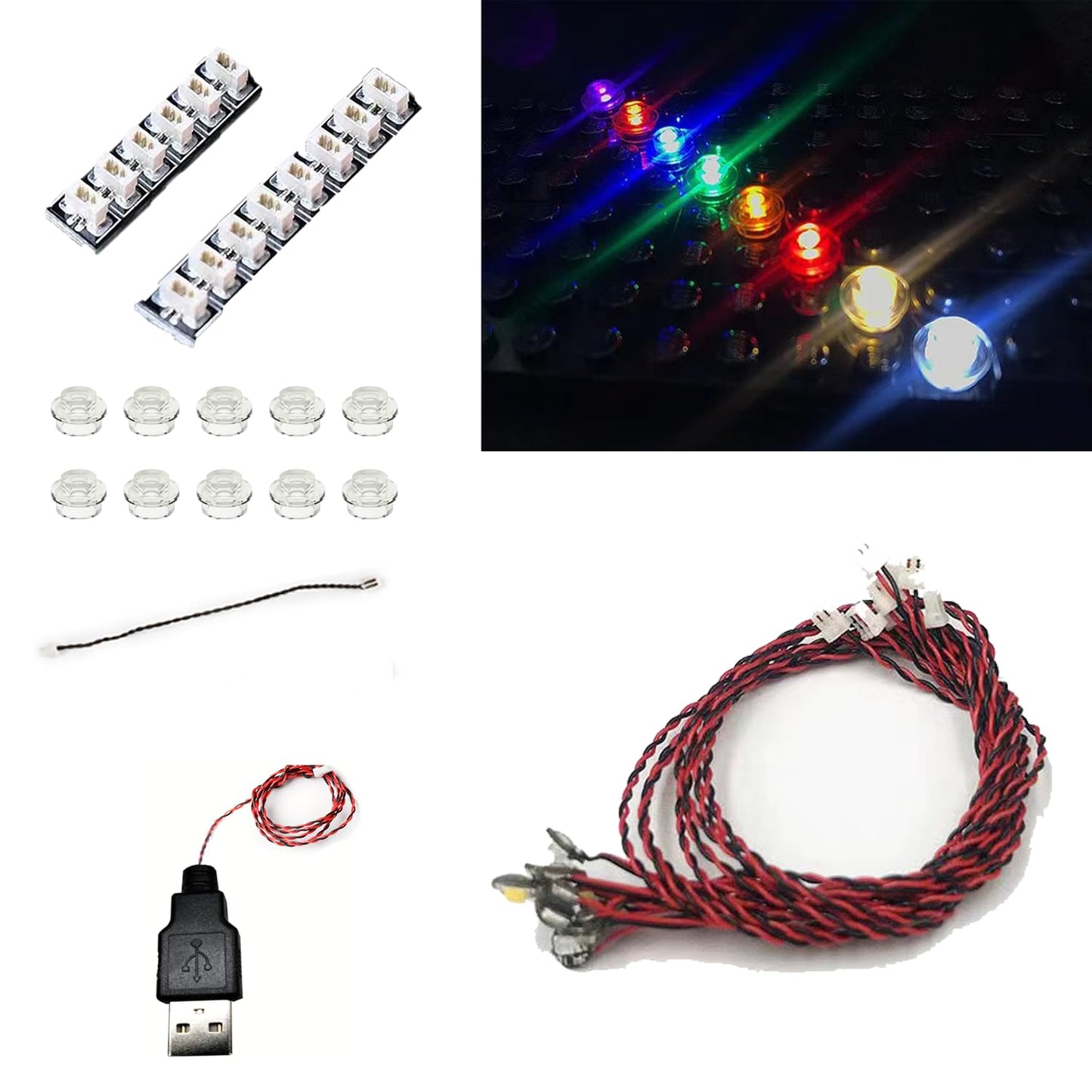 Colorful LED Lighting Kit for Building Blocks – 10 Pcs, USB Powered (White)