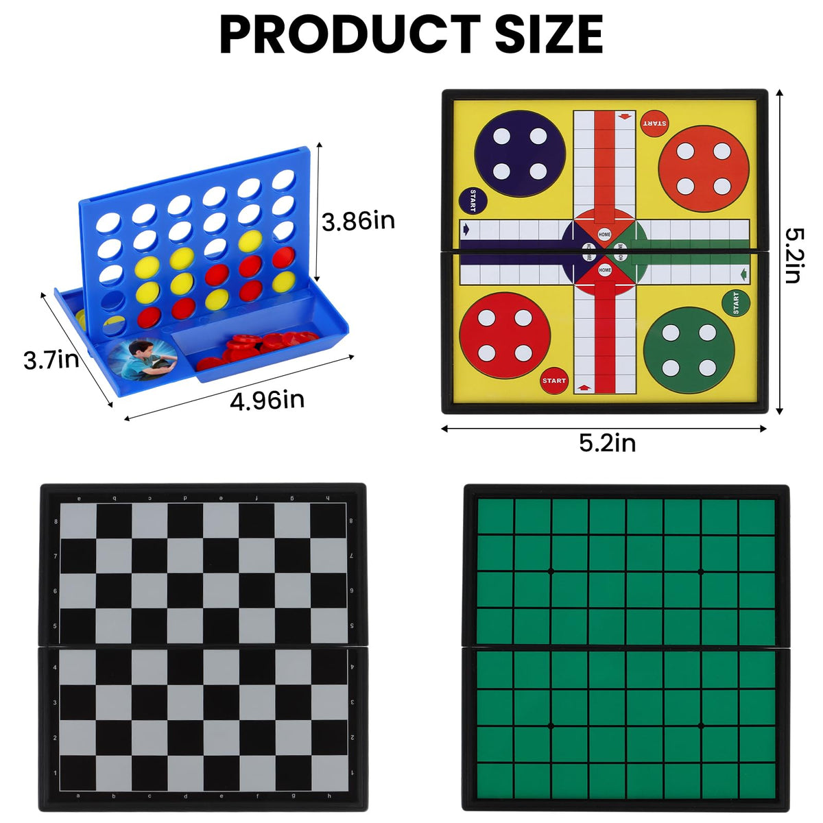 COLORGO 5 in 1 Mini Magnetic Board Travel Games Set – Foldable Boards, Magnetic Pieces, Portable Fun