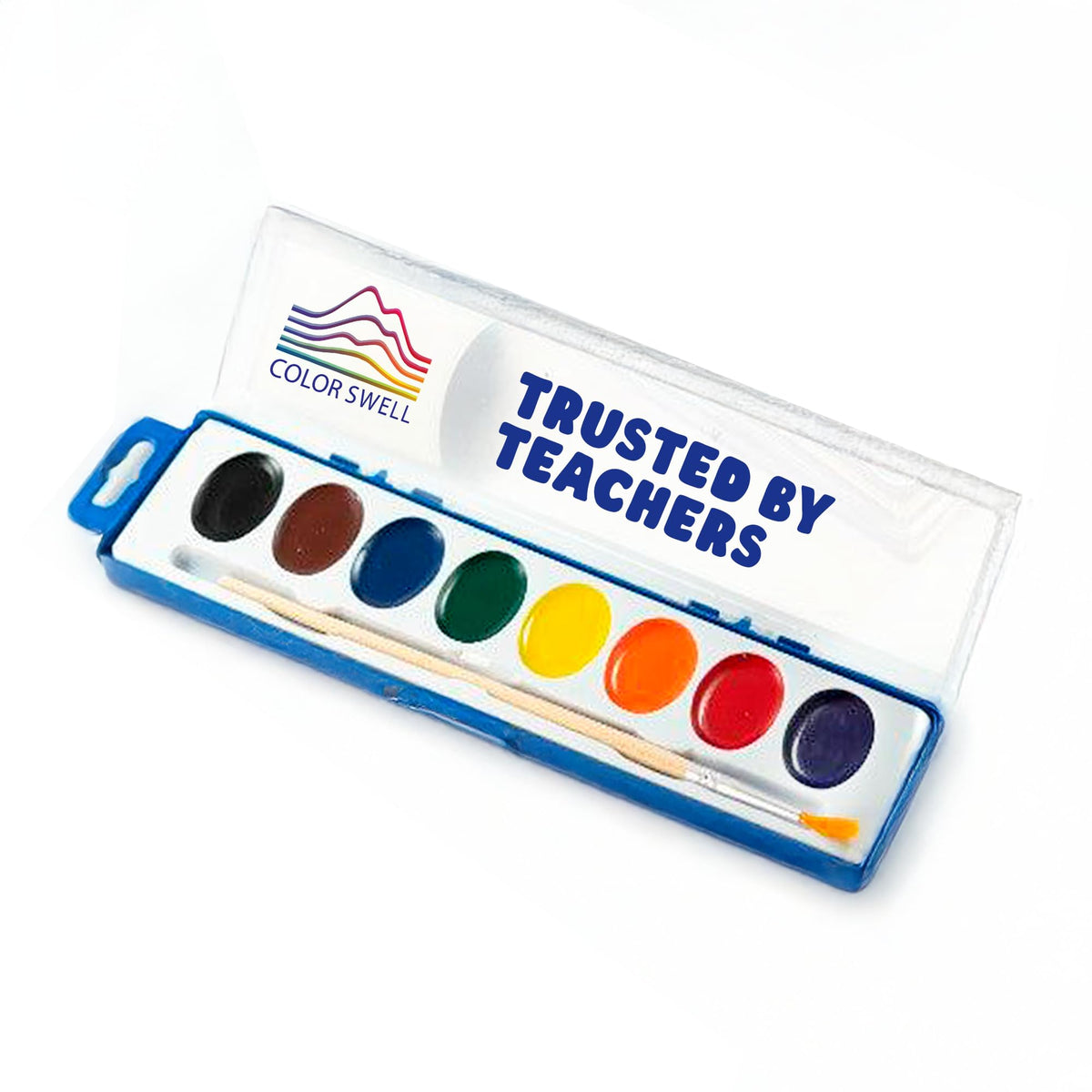 Color Swell 8-Color Watercolor Paint Set with Wooden Brushes – Washable & Non-Toxic, Ideal for Kids, Students, and Classroom Activities