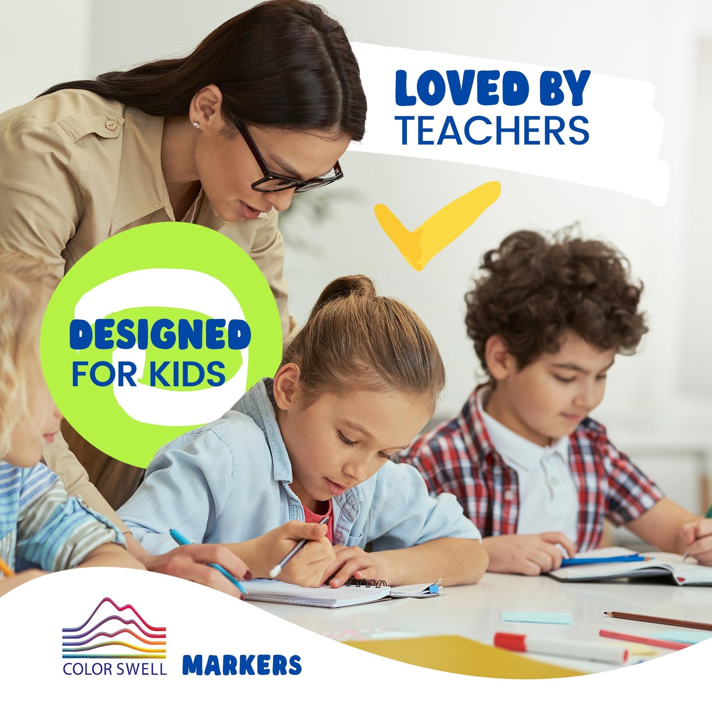 Color Swell 8-Pack Broad Line Markers – Washable, Non-Toxic for Kids, Students & Classrooms