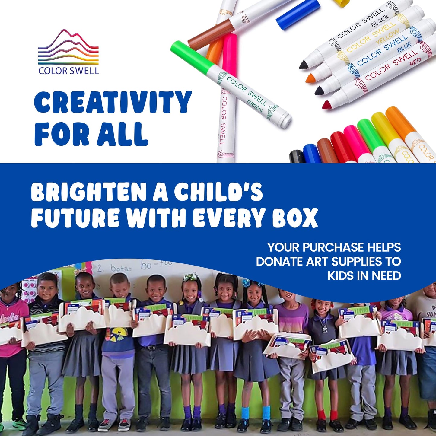 Color Swell 8-Pack Broad Line Markers – Washable, Non-Toxic for Kids, Students & Classrooms