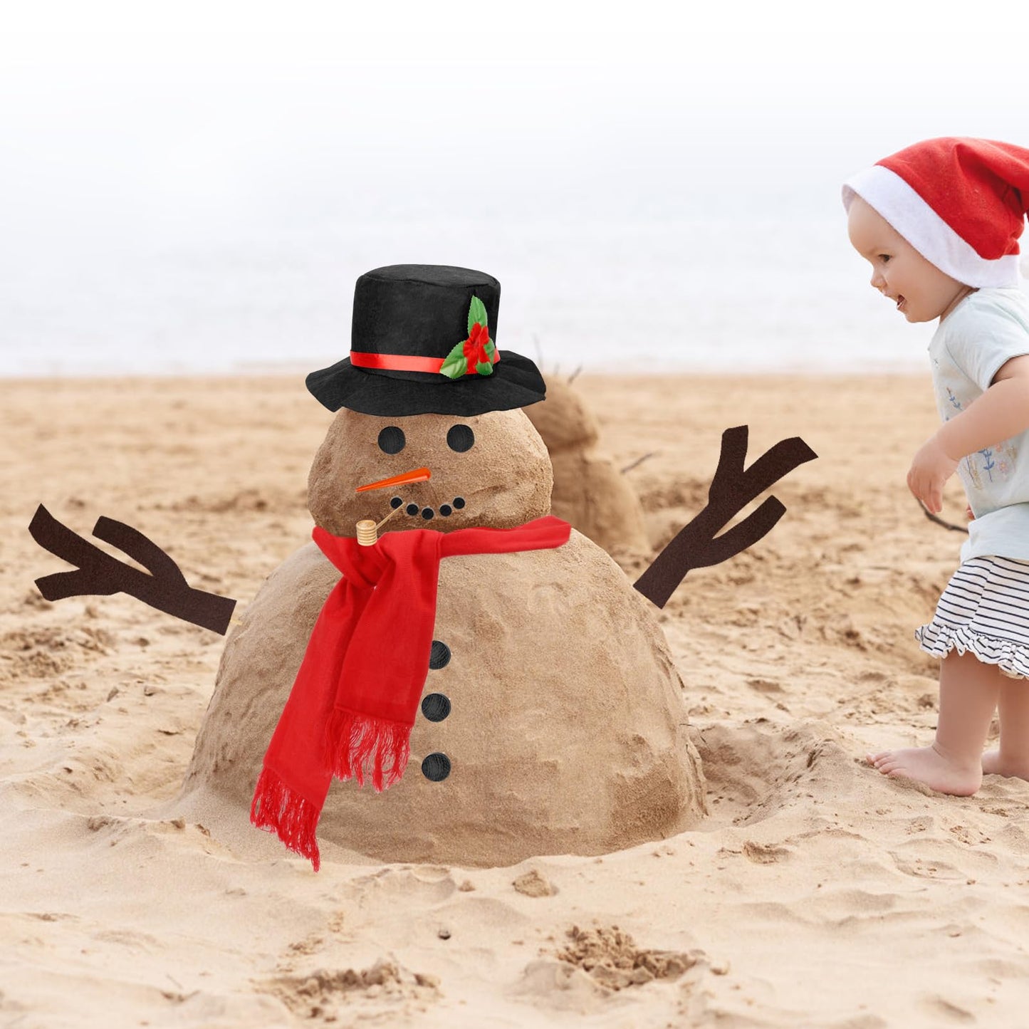 Colovis 16Pcs Snowman Decorating Kit | Snowman Making Kit for Winter Outdoor Fun