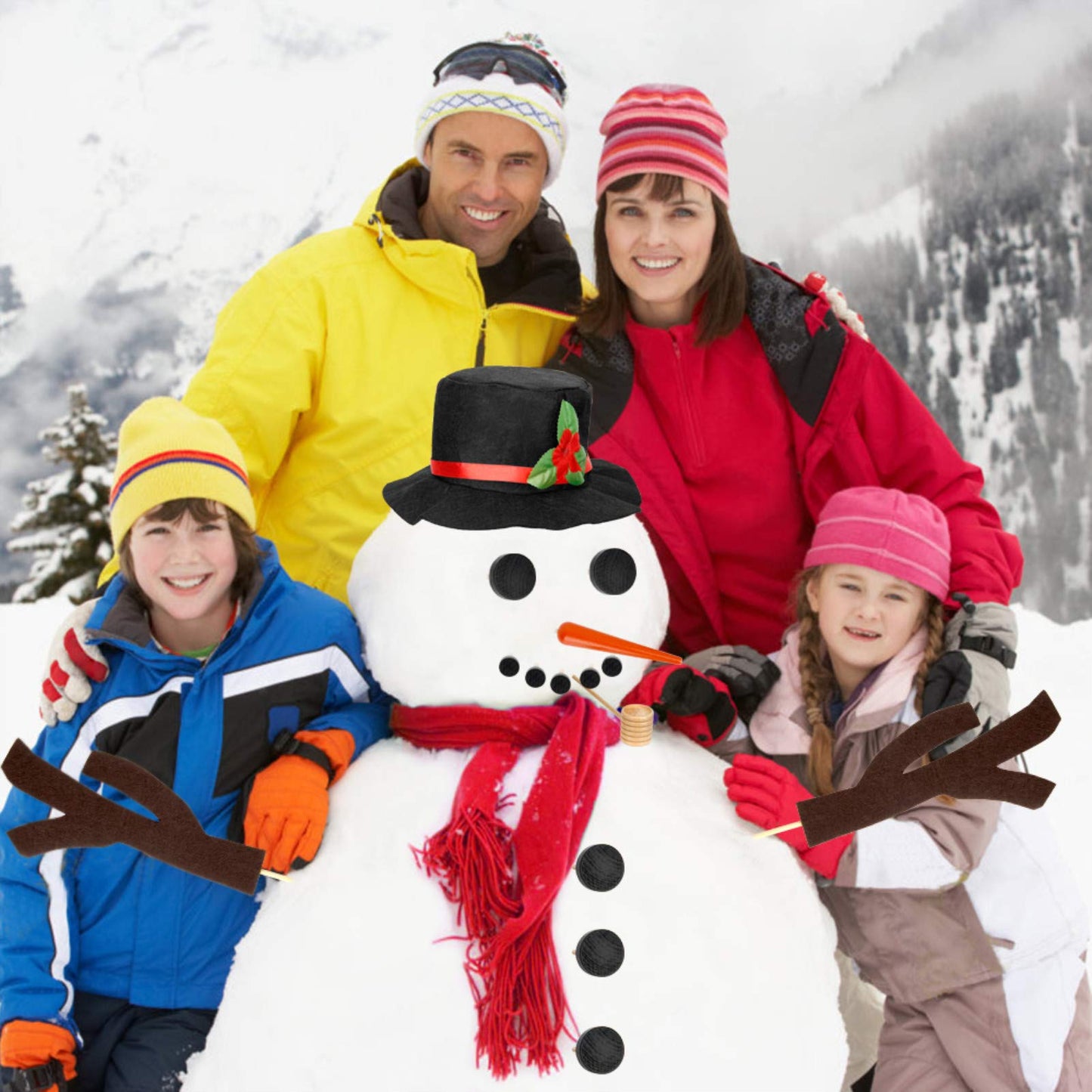 Colovis 16Pcs Snowman Decorating Kit | Snowman Making Kit for Winter Outdoor Fun