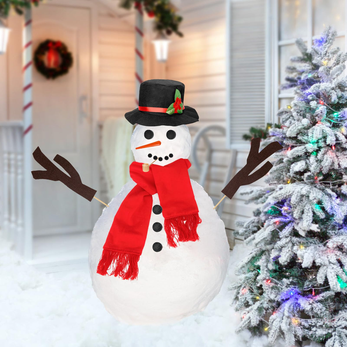 Colovis 16Pcs Snowman Decorating Kit | Snowman Making Kit for Winter Outdoor Fun