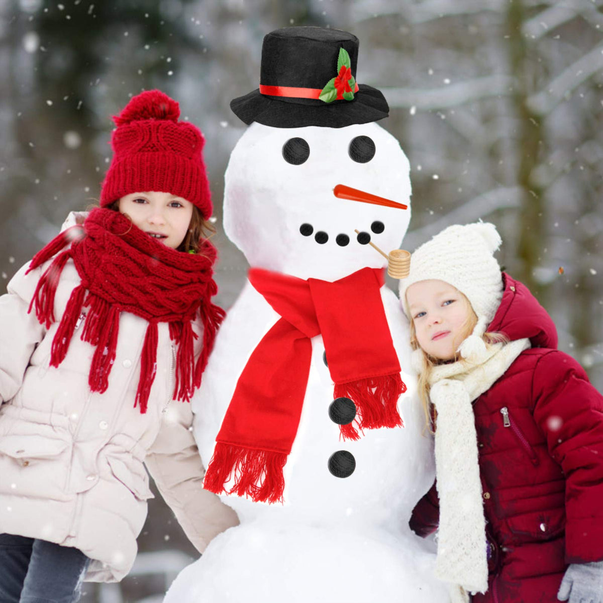 Colovis 16Pcs Snowman Decorating Kit | Snowman Making Kit for Winter Outdoor Fun