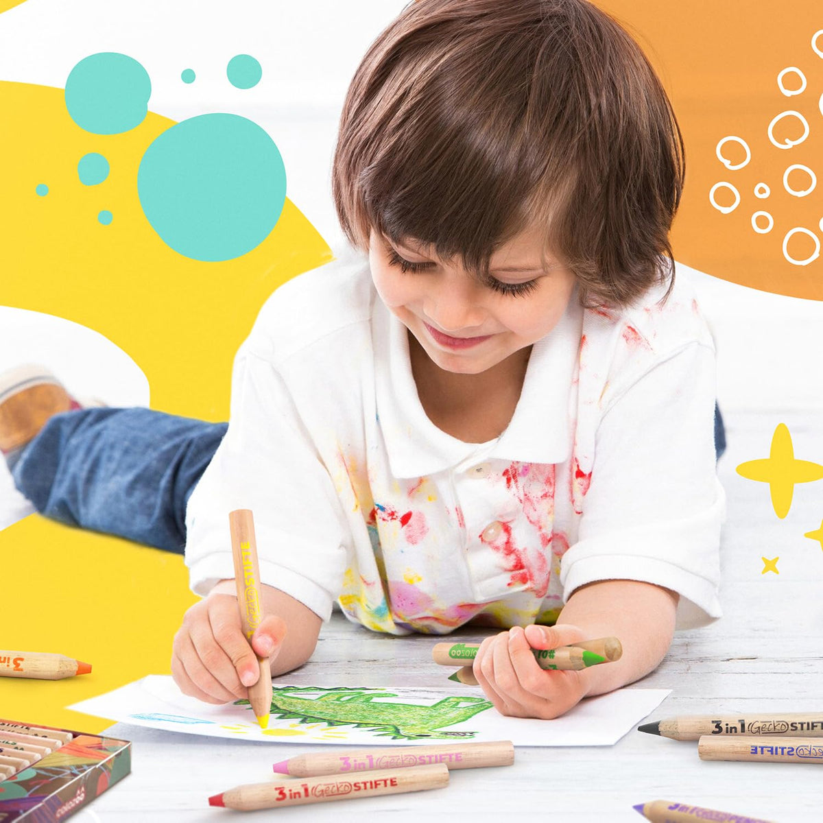 Colozoo 3 In 1 Chubby Color Pencils for Kids – 12 Color Set with Brush & Sharpener | Non-Toxic & Vegan
