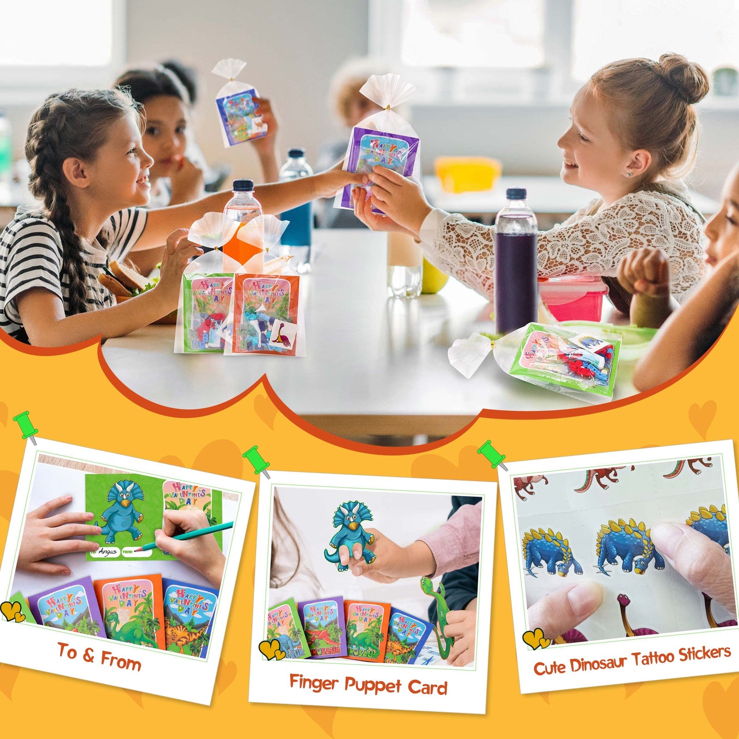 Colplay 24 Packs Valentines Day Gifts for Kids – Dinosaur Building Blocks & Cards