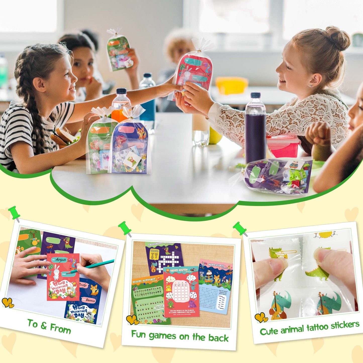 Colplay Valentines Day Gifts for Kids – 28-Pack Animal Building Blocks, Cards & Stickers