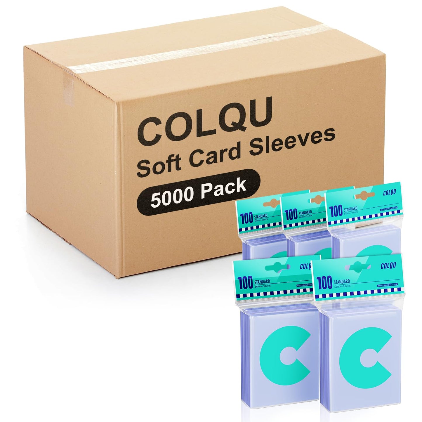 COLQU 5000ct Clear Card Sleeves — 66x91mm Standard Size for MTG & Sports Cards