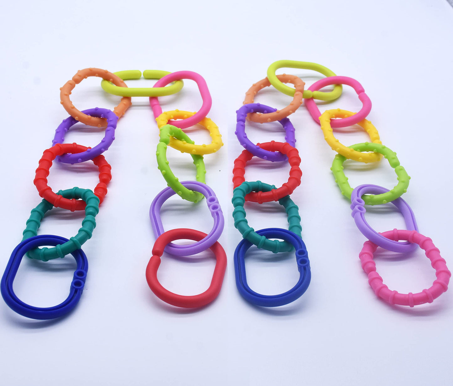 COLVWOFA Links-to-Go: Large Connecting Ring Toy Set for Car Seats, Strollers & Travel