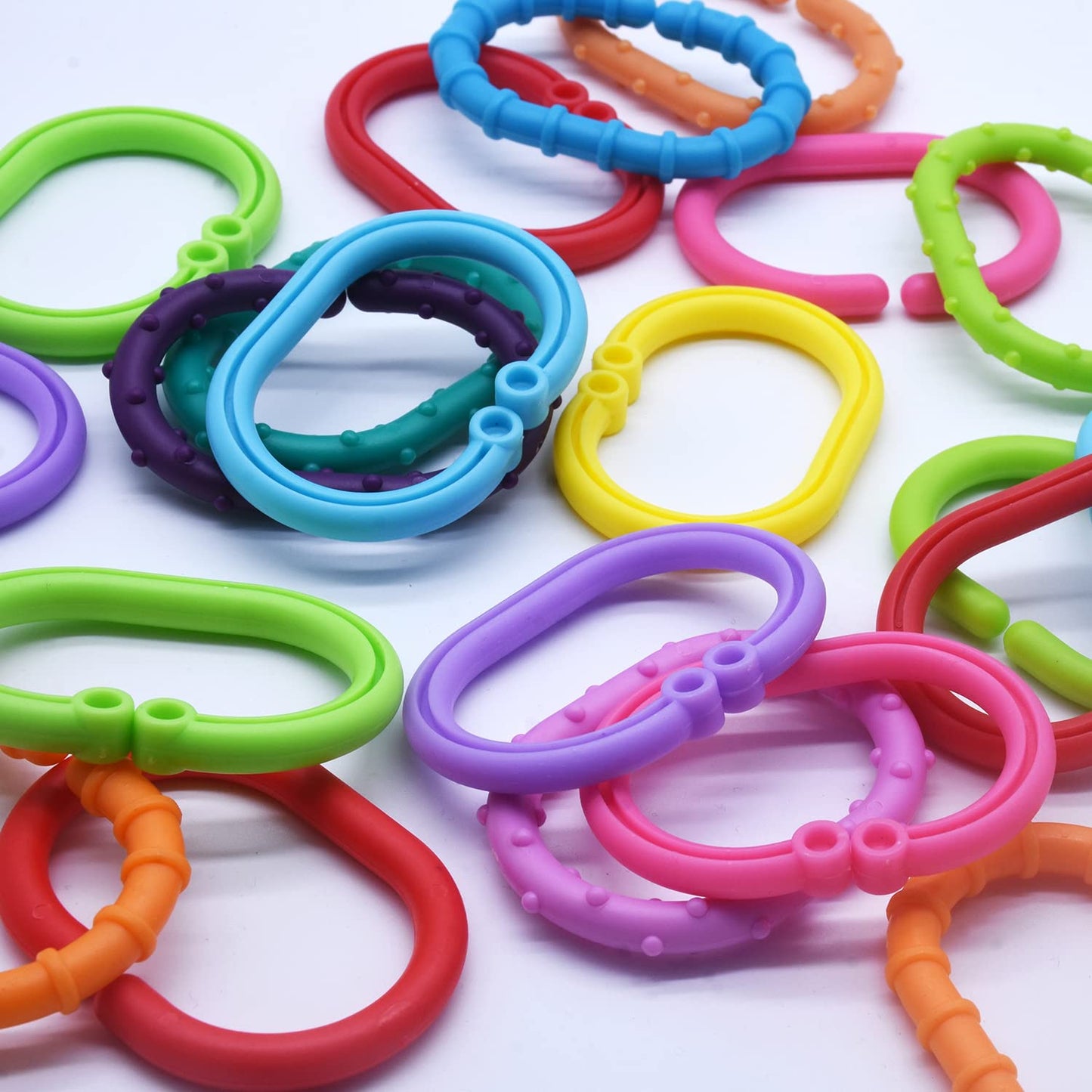COLVWOFA Links-to-Go: Large Connecting Ring Toy Set for Car Seats, Strollers & Travel