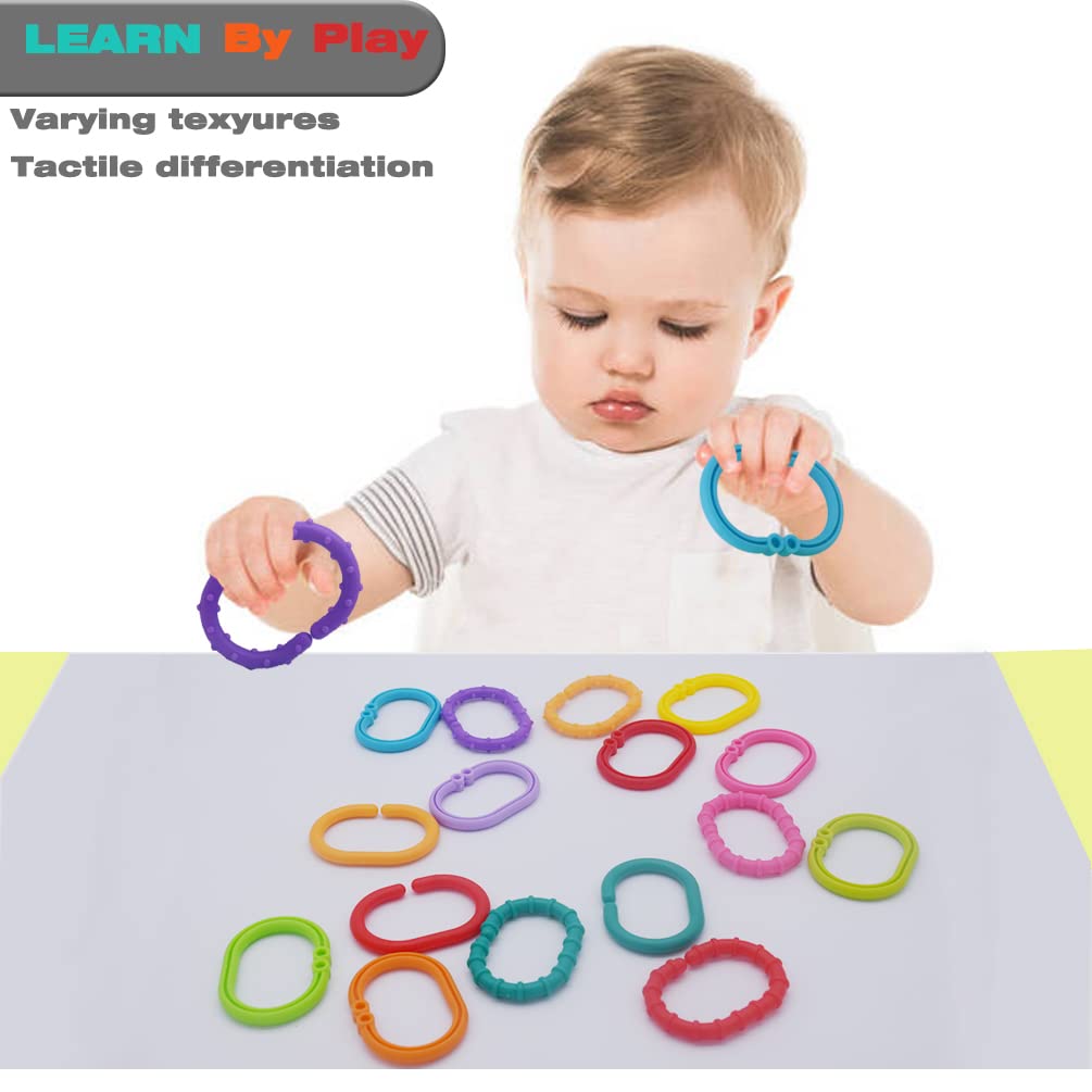 COLVWOFA Links-to-Go: Large Connecting Ring Toy Set for Car Seats, Strollers & Travel