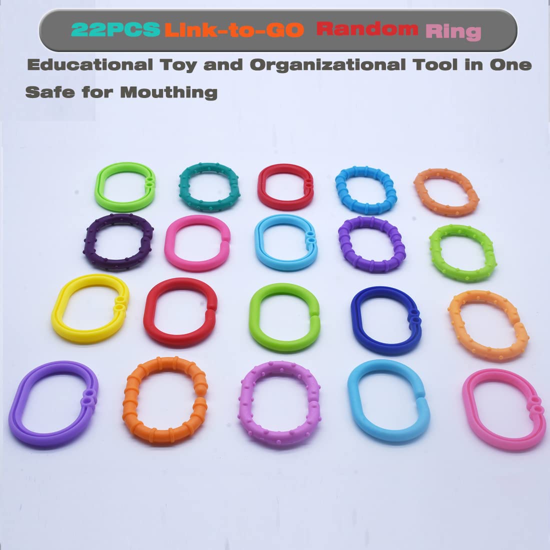 COLVWOFA Links-to-Go: Large Connecting Ring Toy Set for Car Seats, Strollers & Travel