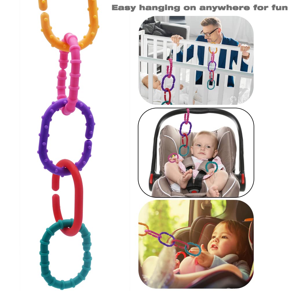 COLVWOFA Links-to-Go: Large Connecting Ring Toy Set for Car Seats, Strollers & Travel
