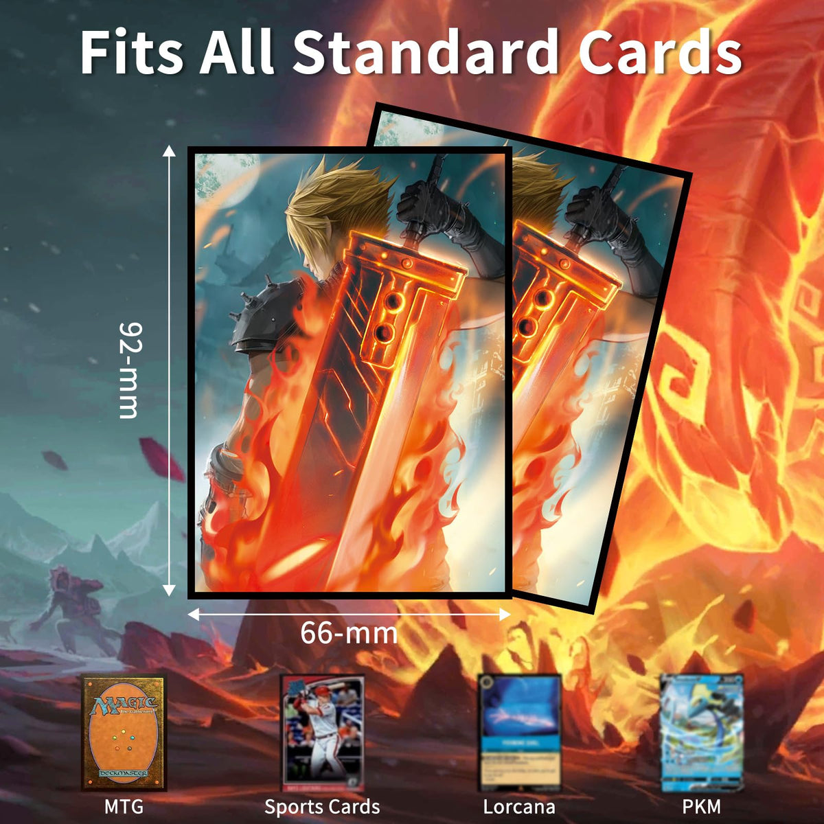 Comdek00 MTG Card Sleeves – Fantasy Art Deck Protector, Clear Front & Matte Back, Smooth Shuffle