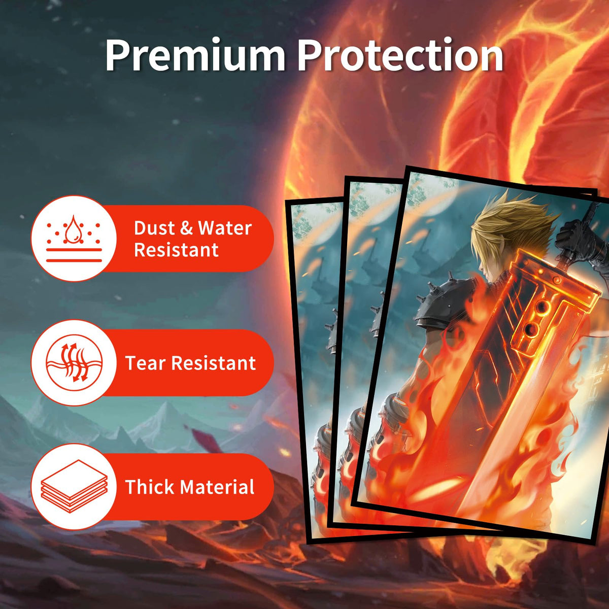 Comdek00 MTG Card Sleeves – Fantasy Art Deck Protector, Clear Front & Matte Back, Smooth Shuffle