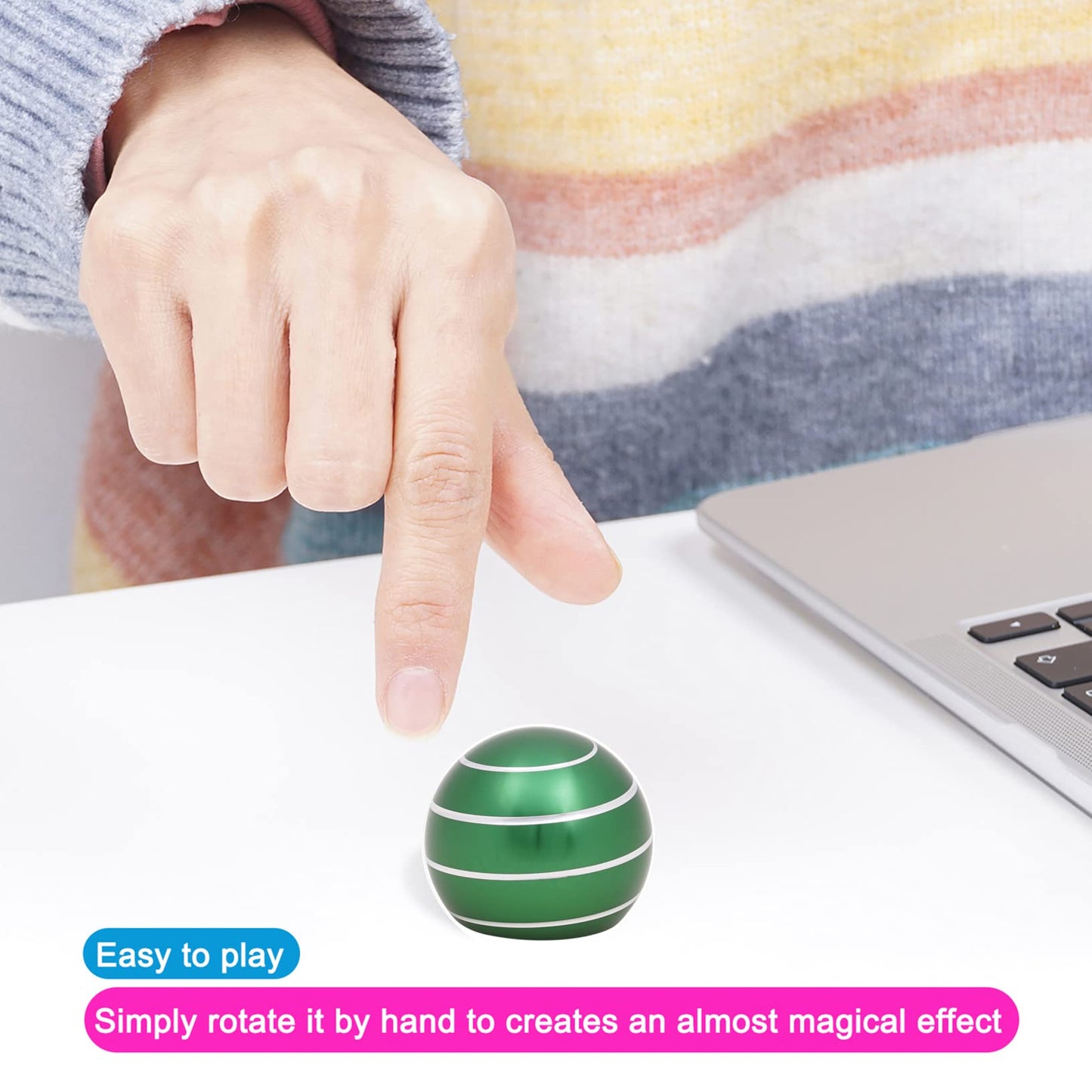Comerda Desk Fidget Toy – Spin for 180 Seconds, Optical Illusion, Stress Relief Gift for Office & Home
